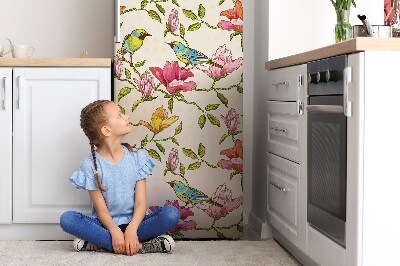 Funda magnética para refrigerador Flores y pájaros