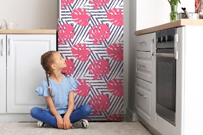 Cubierta magnética para refrigerador Hojas rosadas