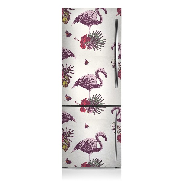 Imán decorativo para refrigerador Flamencos y hibisco