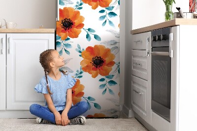 Imán decorativo para refrigerador Flor naranja