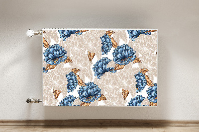 Cubierta decorativa del radiador Flores azules