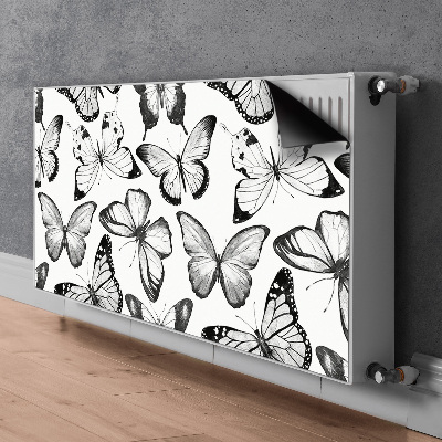 Cubierta decorativa del radiador Mariposa en blanco y negro