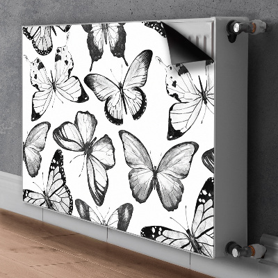 Cubierta decorativa del radiador Mariposa en blanco y negro