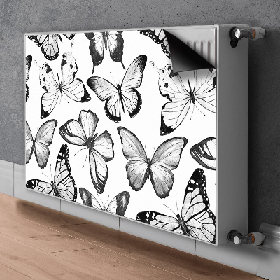 Cubierta decorativa del radiador Mariposa en blanco y negro