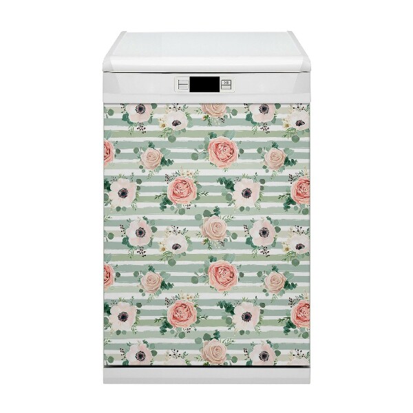 Funda magnética para lavavajillas Rosas a rayas