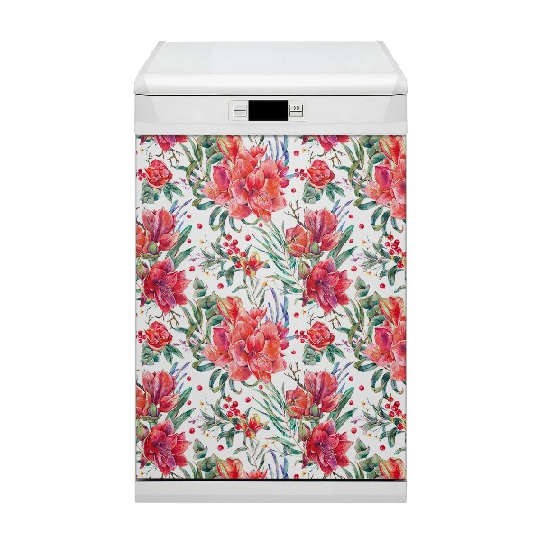 Funda magnética para lavavajillas Flores rojas