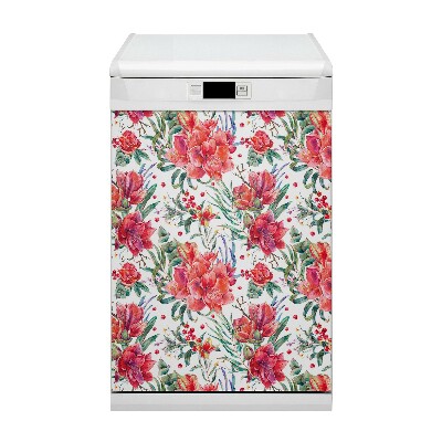 Funda magnética para lavavajillas Flores rojas