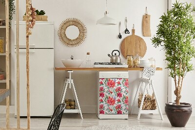 Funda magnética para lavavajillas Flores rojas