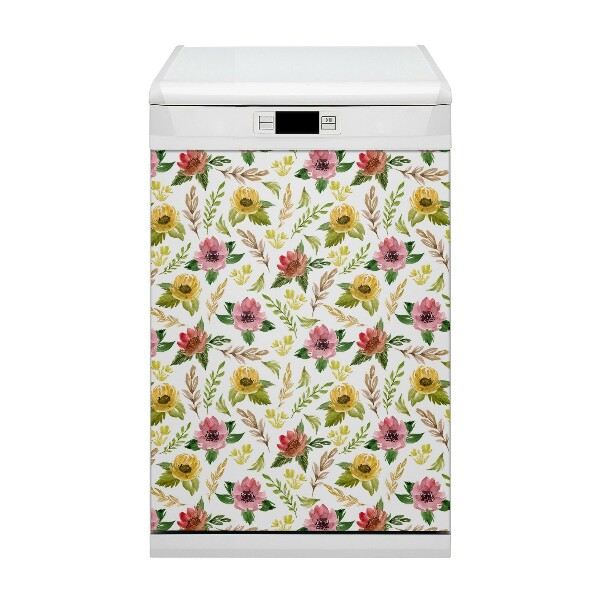 Funda magnética para lavavajillas Flores de acuarela