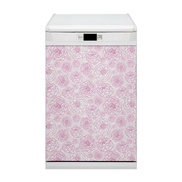 Cubierta magnética para lavavajillas Flores rosadas