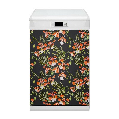 Funda magnética para lavavajillas Flores rojas
