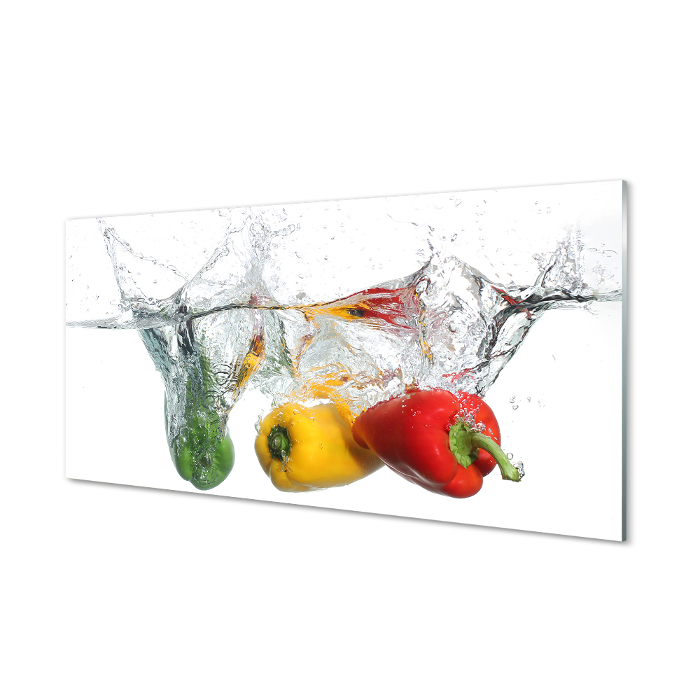 Cuadros acrílicos Pimientos de colores en el agua