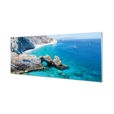 Cuadro de cristal acrílico Grecia playa costa del mar