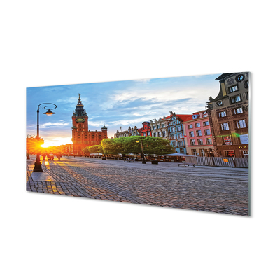 Cuadro de cristal acrílico Gdansk amanecer casco antiguo