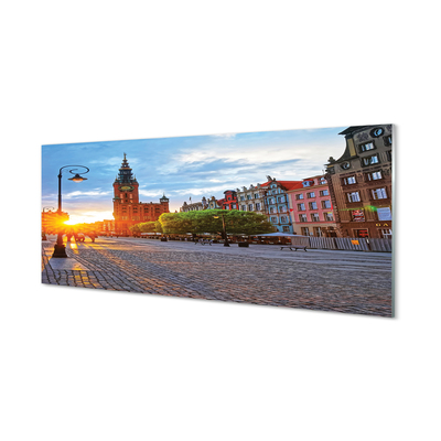 Cuadro de cristal acrílico Gdansk amanecer casco antiguo