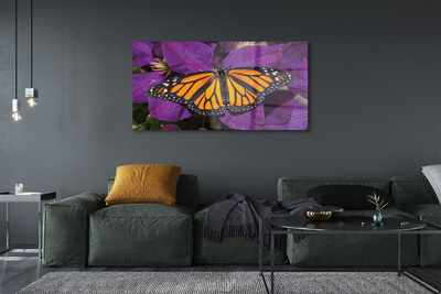 Cuadro de cristal acrílico Flores de colores mariposa