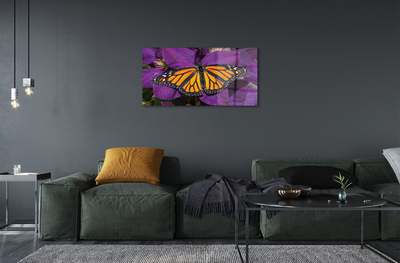Cuadro de cristal acrílico Flores de colores mariposa