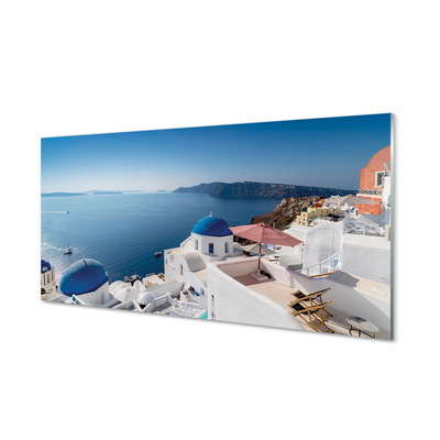 Cuadro de cristal acrílico Grecia mar panorama de edificios