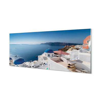 Cuadro de cristal acrílico Grecia mar panorama de edificios