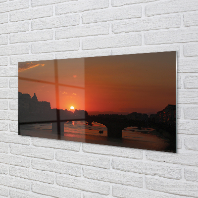 Cuadro de cristal acrílico Italia río puesta de sol