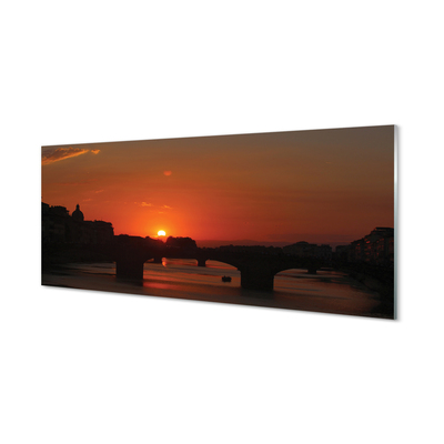 Cuadro de cristal acrílico Italia río puesta de sol