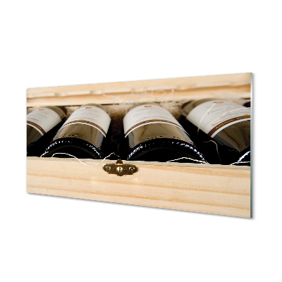 Cuadro de cristal acrílico Botellas de vino en una caja