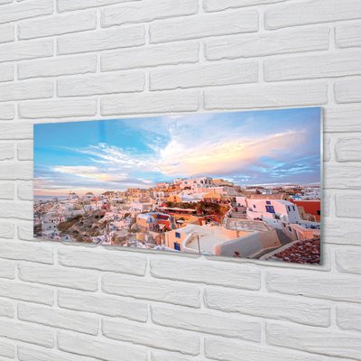 Cuadro de cristal acrílico Grecia panorama de la puesta del sol de la ciudad