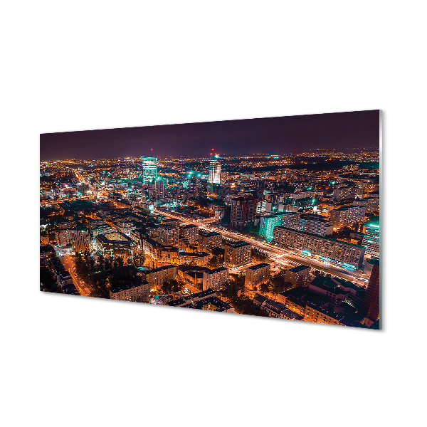 Cuadro de cristal acrílico Varsovia ciudad panorama de la noche