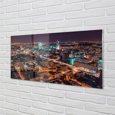 Cuadro de cristal acrílico Varsovia ciudad panorama de la noche