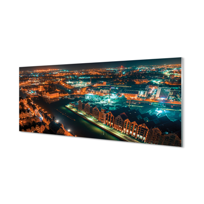 Cuadro de cristal acrílico Río gdansk noche panorama
