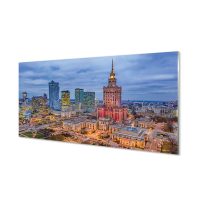 Cuadro de cristal acrílico Varsovia panorama de la puesta del sol