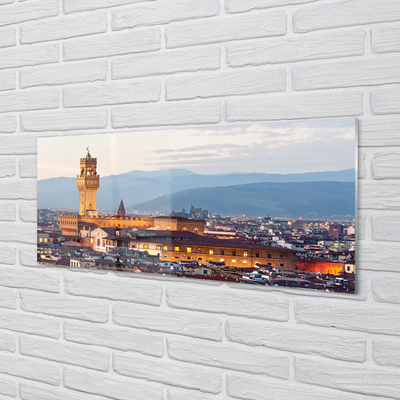 Cuadro de cristal acrílico Italia castillo panorama de la puesta del sol