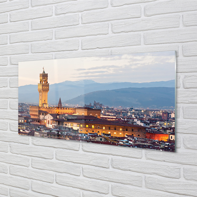 Cuadro de cristal acrílico Italia castillo panorama de la puesta del sol