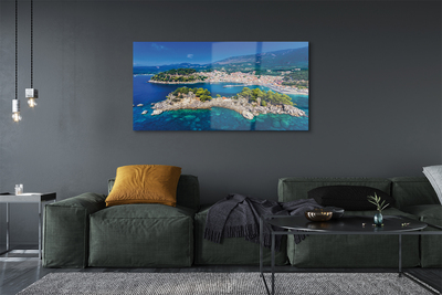 Cuadro de cristal acrílico Grecia panorama de la ciudad de mar