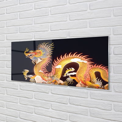 Cuadro de cristal acrílico Oro dragón japonés