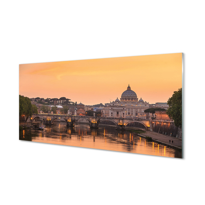 Cuadro de cristal acrílico Roma río sunset puentes de edificios