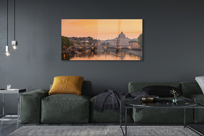 Cuadro de cristal acrílico Roma río sunset puentes de edificios