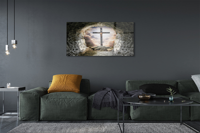 Cuadro de cristal acrílico Cueva de la luz cruz de jesús