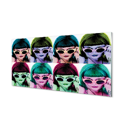Cuadro de cristal acrílico Femeninos gafas de color de pelo