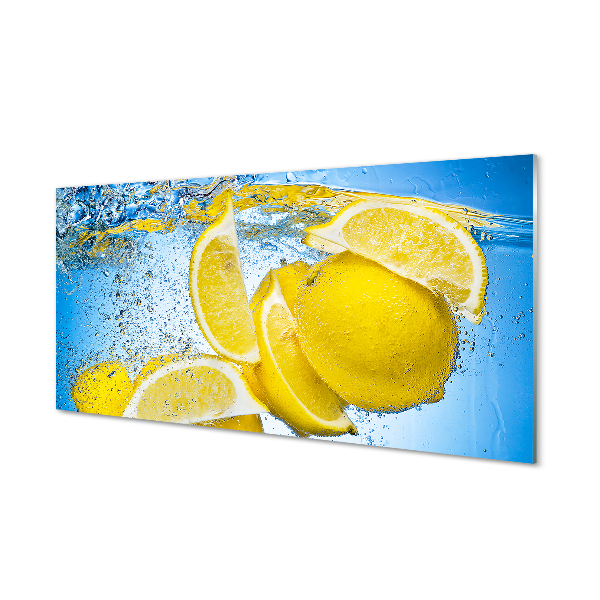 Cuadro de cristal acrílico Limón en agua
