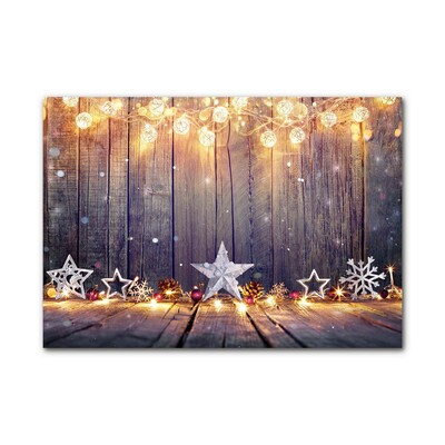Cuadro en plexiglás Estrellas luces de Navidad adornos