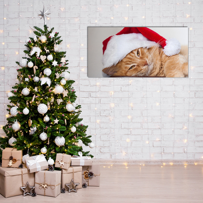 Cuadro en plexiglás Gato del sombrero de Santa de Navidad