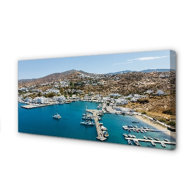 Cuadros sobre lienzo Grecia costa de la ciudad de montaña