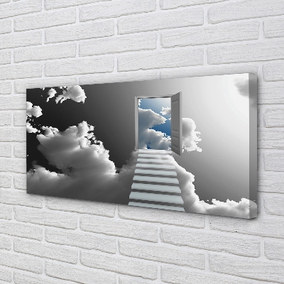Cuadros sobre lienzo Escaleras nubes puerta