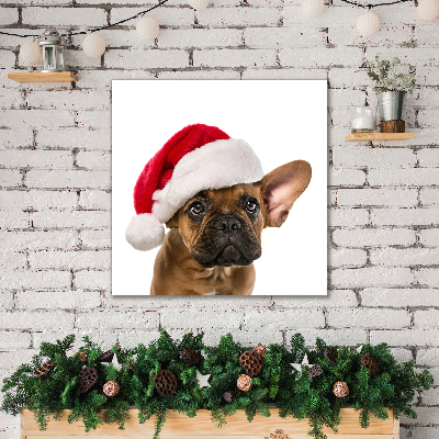 Cuadro en lienzo canvas Navidad del perro del dogo