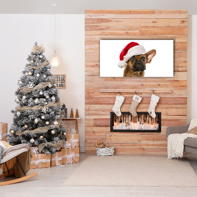 Cuadro en lienzo canvas Navidad del perro del dogo