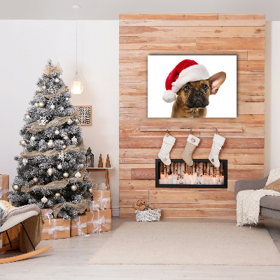 Cuadro en lienzo canvas Navidad del perro del dogo