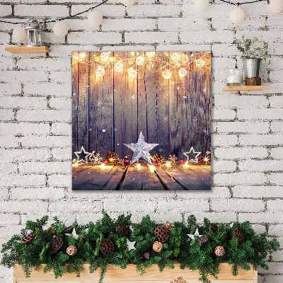 Cuadro en lienzo canvas Estrellas luces de Navidad adornos