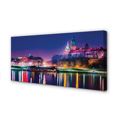 Cuadros sobre lienzo Cracovia río de la ciudad la noche