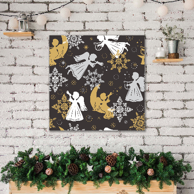 Cuadro en lienzo canvas Los copos de nieve ángeles de la Navidad